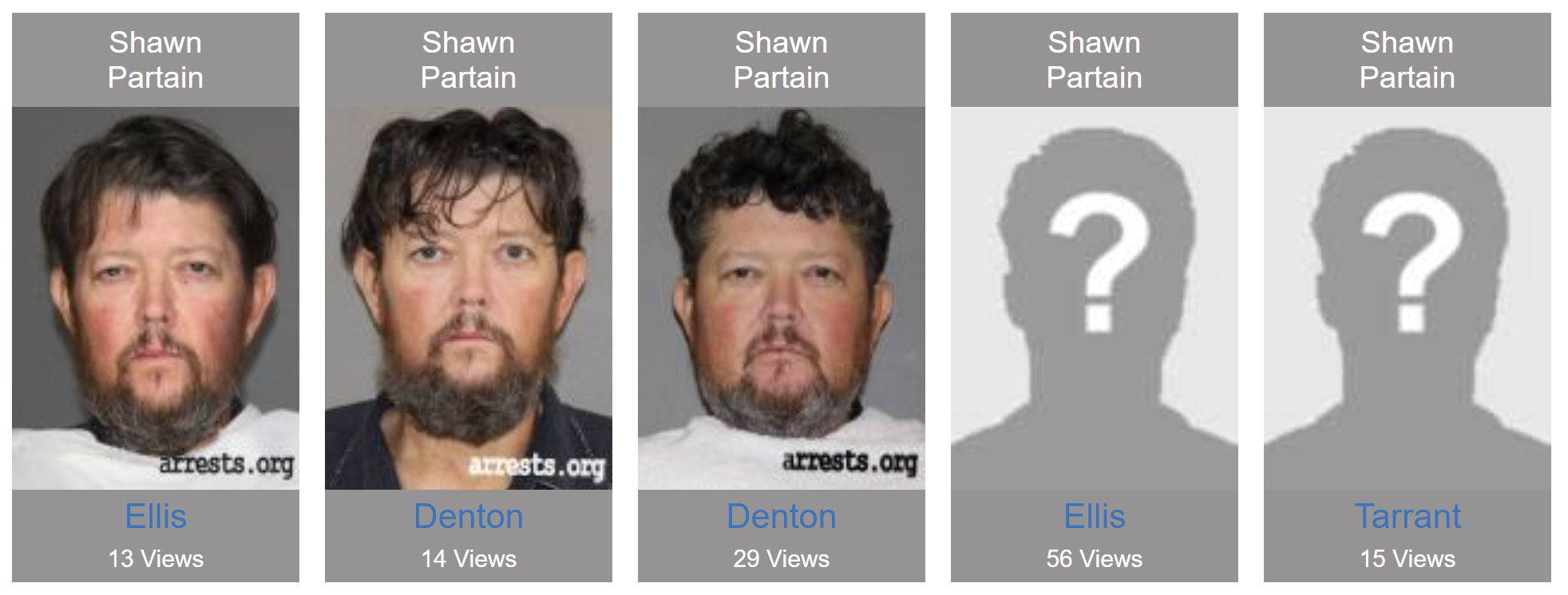 Shawn Partain arrest search results